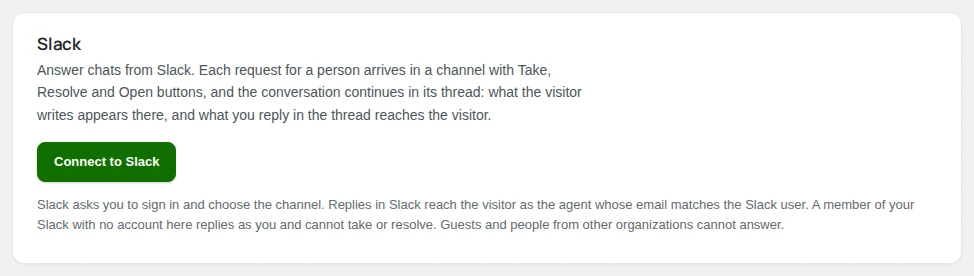 The Slack card before connecting.