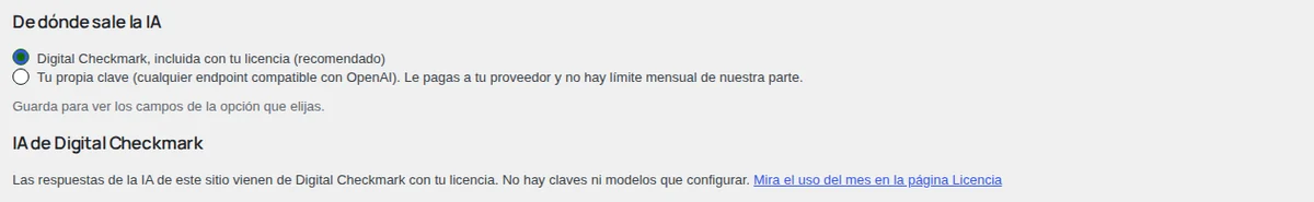 Ajustes: de dónde sale la IA.