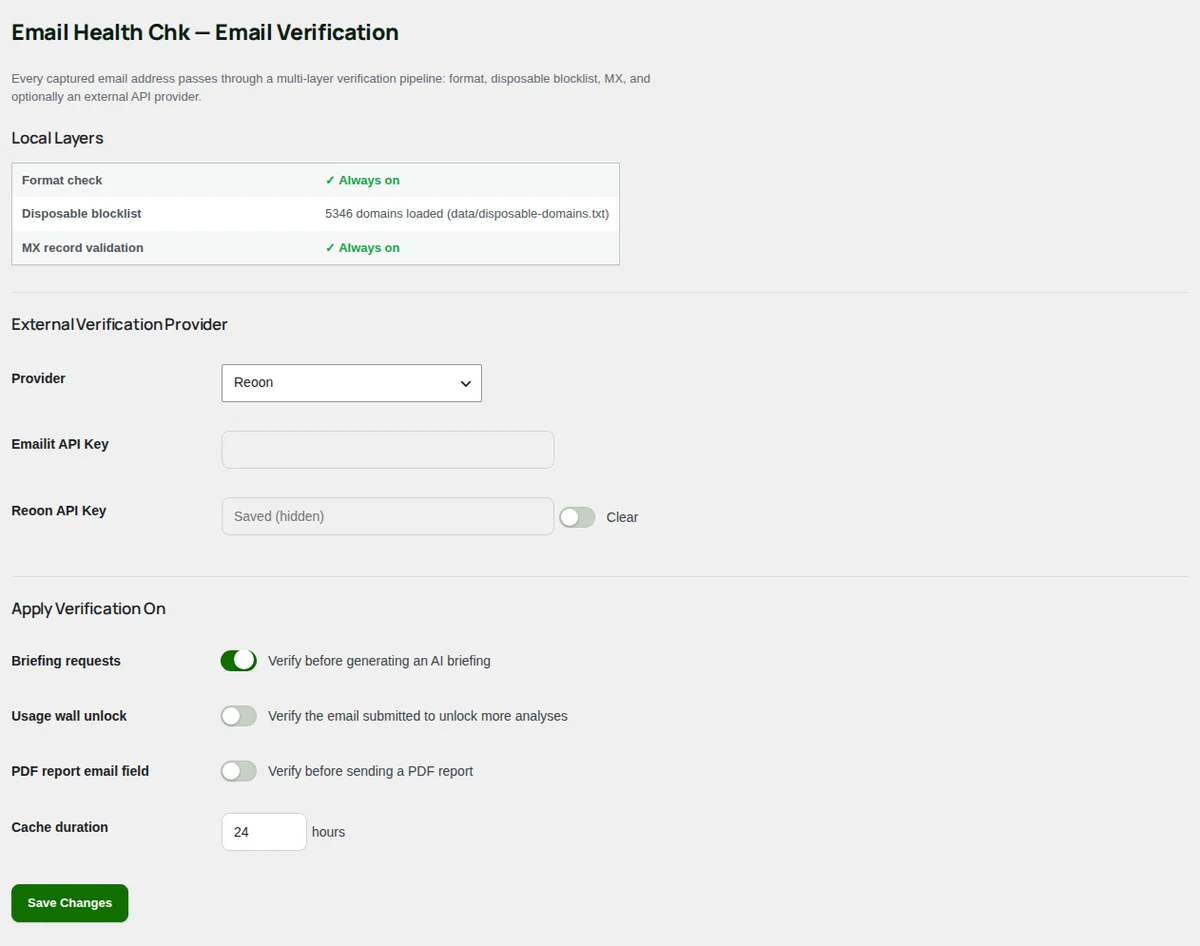 Email Verification: the local layers, the provider and where it applies.