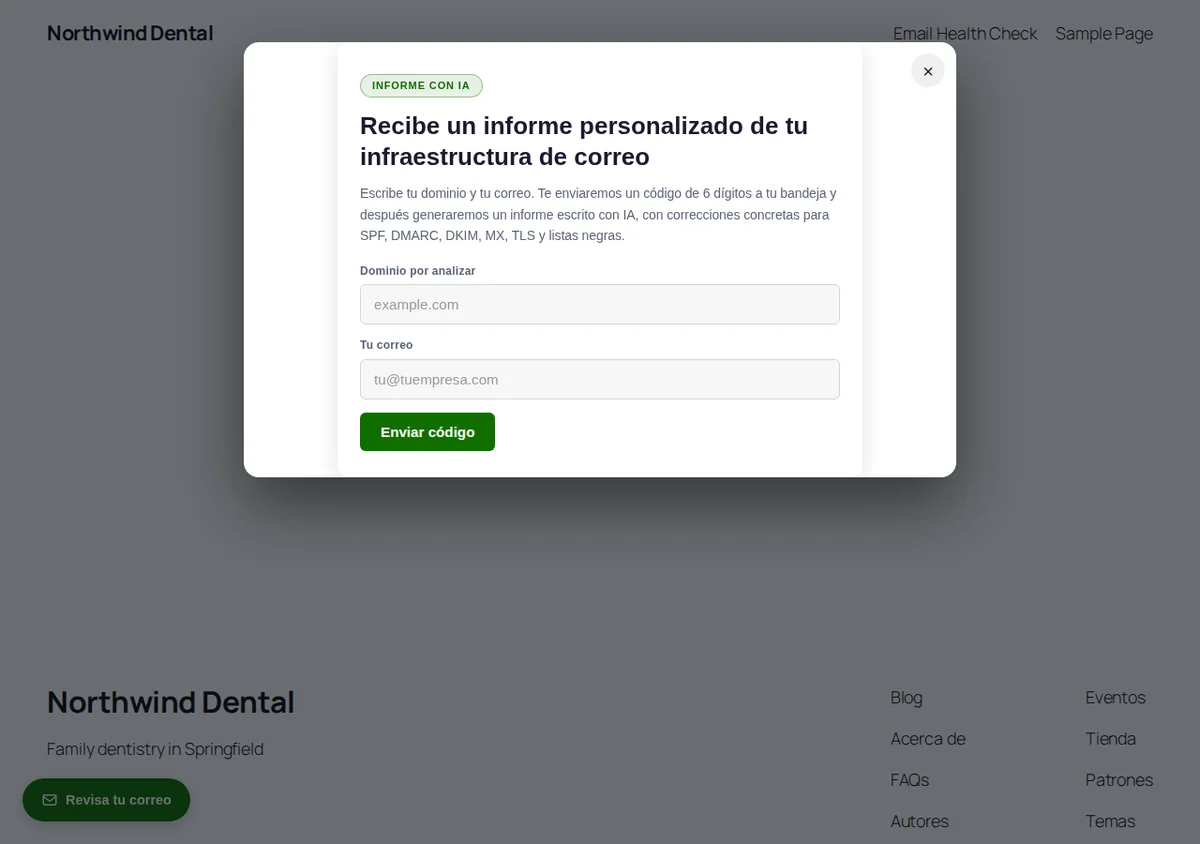 El botón flotante, abierto sobre una página.