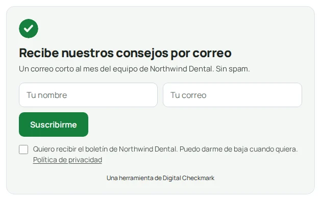 Un formulario de newsletter integrado al final de una entrada, con las tipografías del sitio.