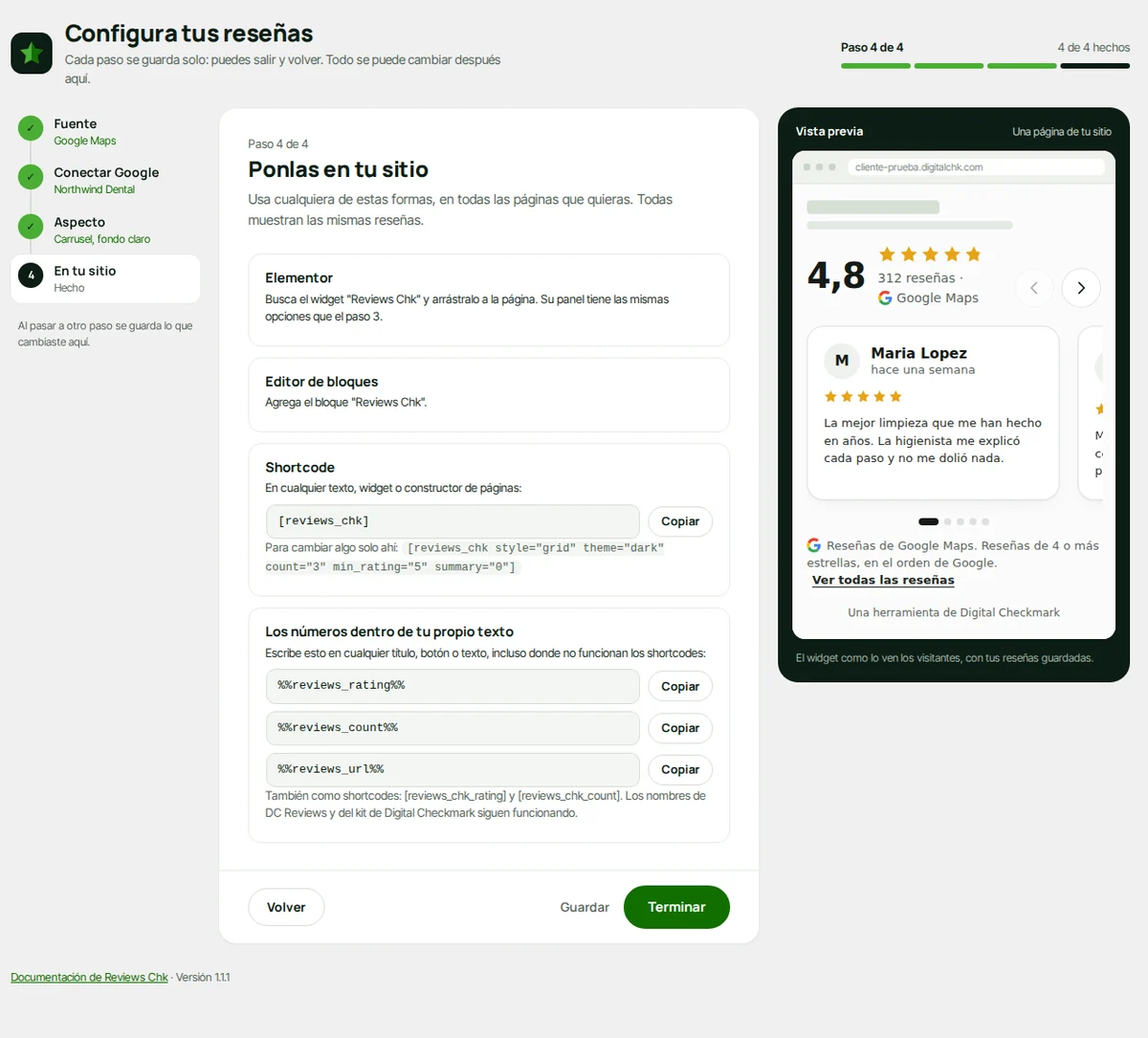 Paso 4: Elementor, el bloque, el shortcode y los números dentro de tu propio texto.